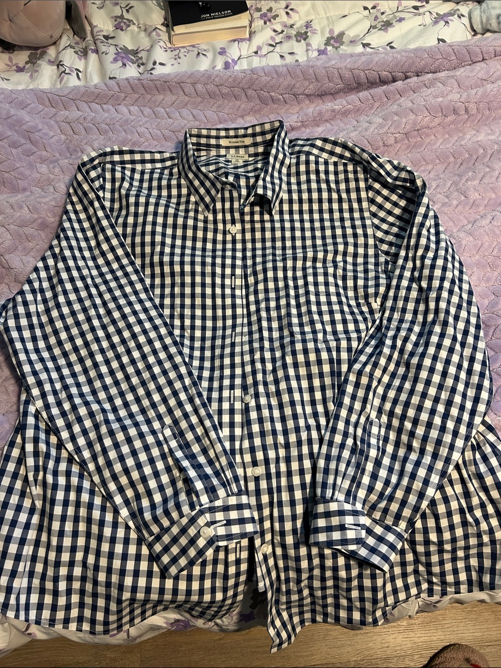 Navy and White Checkered Top